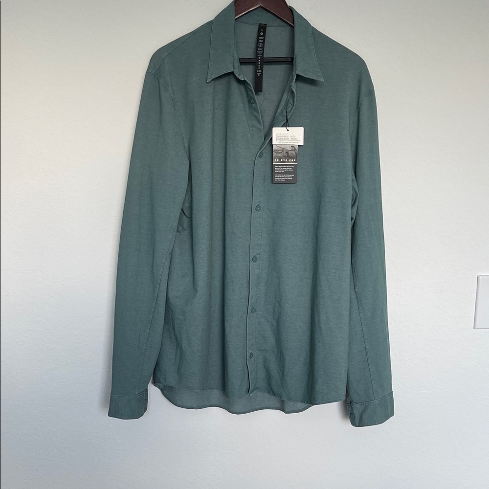 Lululemon new with tags, Mens Commission Long Sleeve Shirt*wash, x-large, green